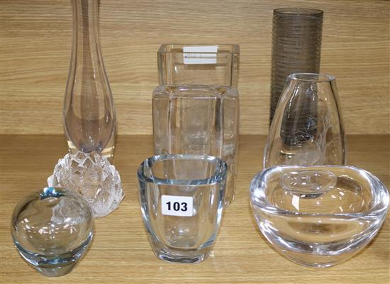 A quantity of Orrefors and other glassware tallest 31cm